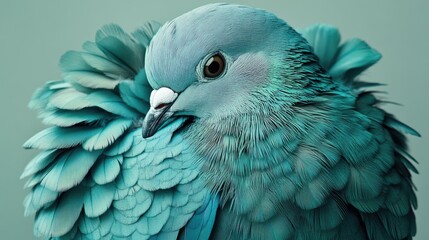 Fototapeta premium Elegant green turquoise feathered pigeon