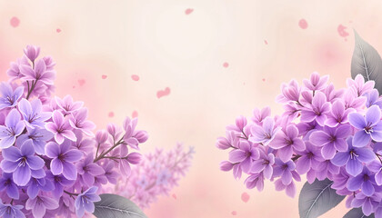 Fototapeta premium Delicate lilac flowers with soft pastel colors on a light background for elegant decor
