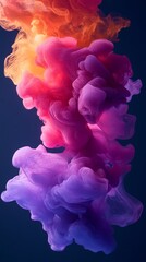 Obraz premium Colorful swirls of ink floating against a dark blue background .