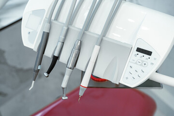 Dental equipment setup in a modern clinic with tools