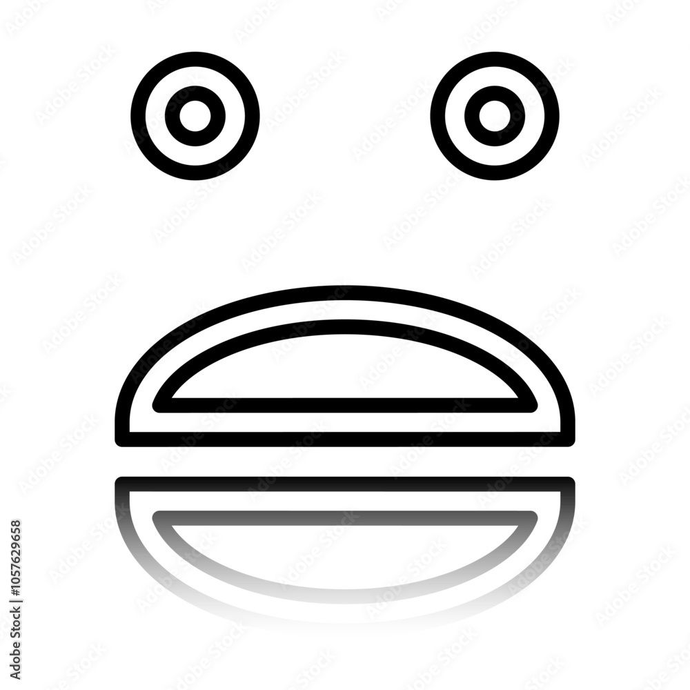 Poster face simple icon, vector. flat design. black icon with mirror reflection. white background