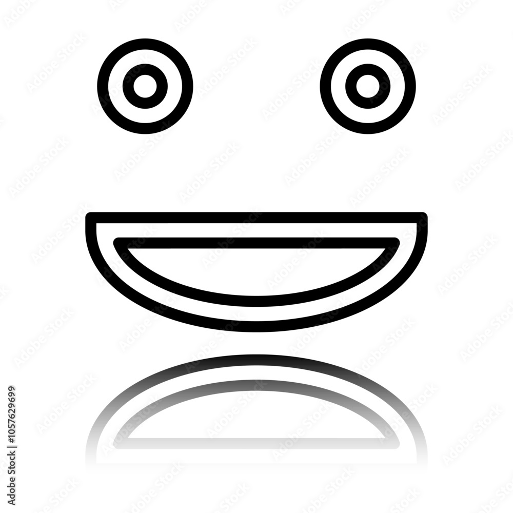 Poster face simple icon vector. flat design. black icon with mirror reflection. white background