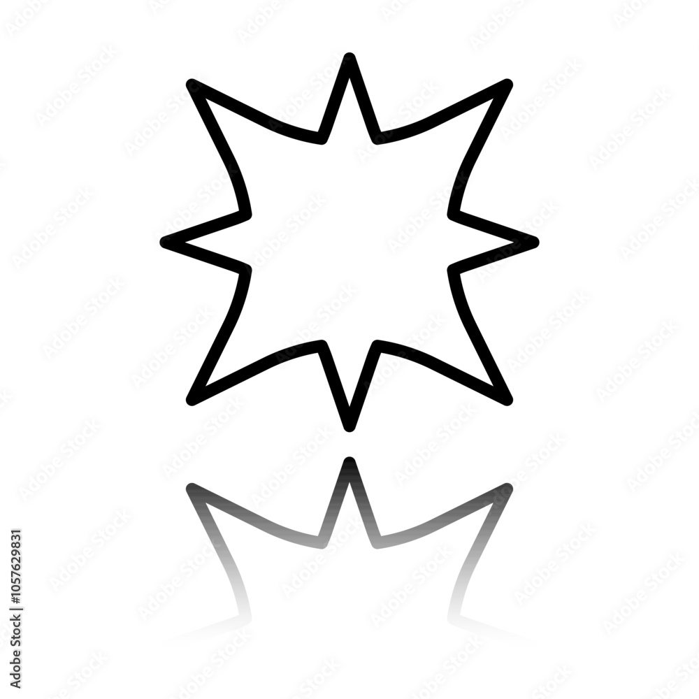 Poster explosion simple icon. flat design. black icon with mirror reflection. white background