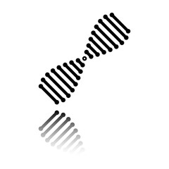 DNA simple icon vector. Flat design. Black icon with mirror reflection. White background