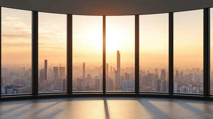 Fototapeta premium Circular glass dome on a high-rise building, futuristic design with a panoramic cityscape view