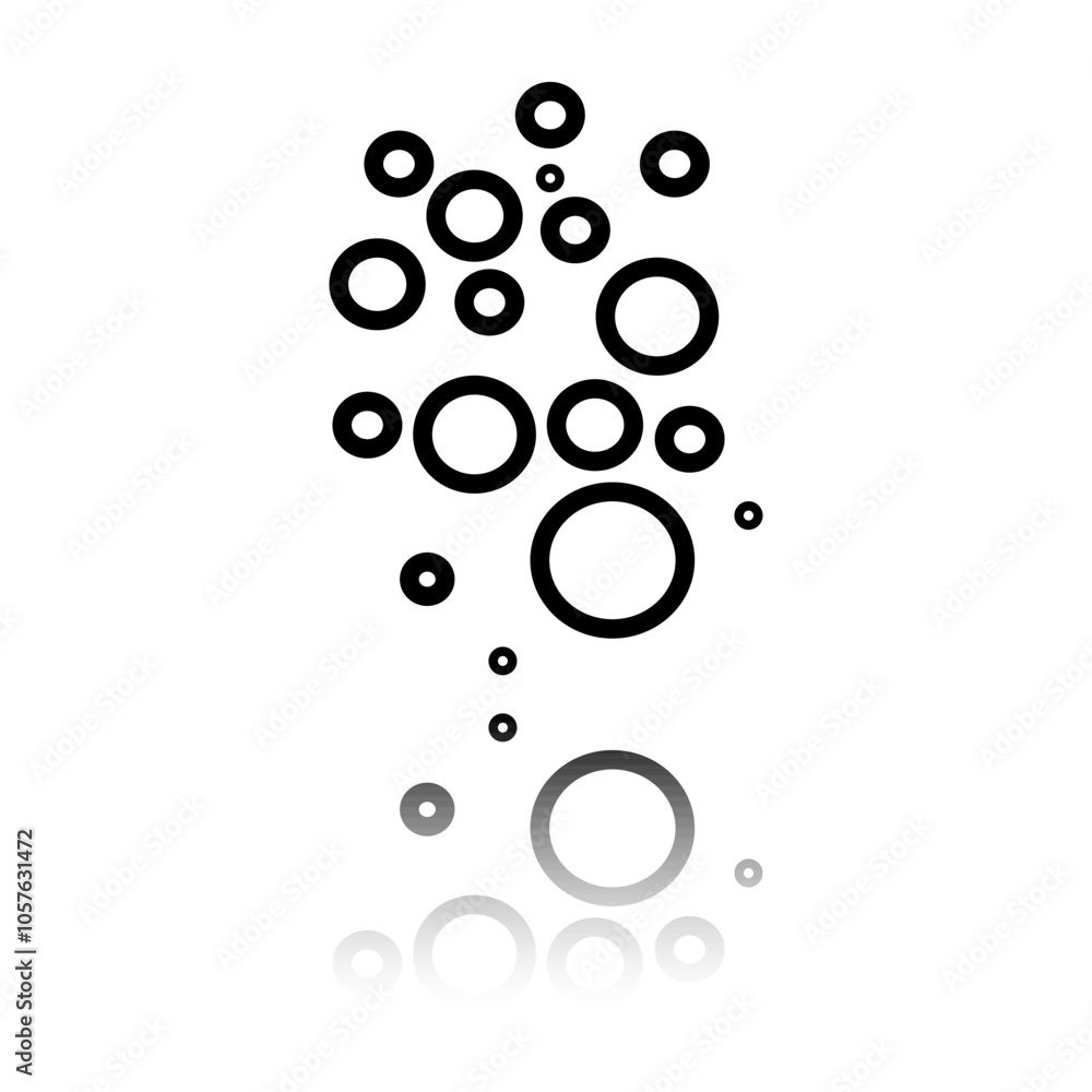 Poster bubbles simple icon. flat design. black icon with mirror reflection. white background