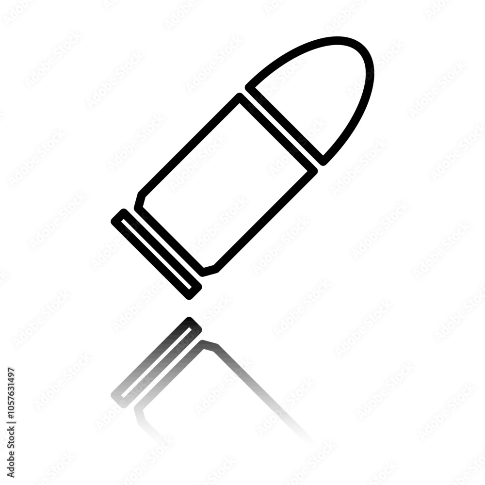 Poster bullet simple icon vector. flat design. black icon with mirror reflection. white background