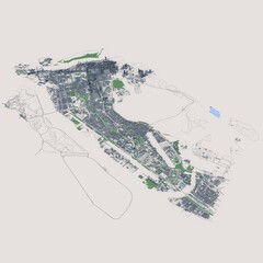 Abu Dhabi City United Arab Emirates Map, 3D Rendering