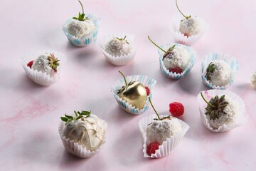 White Chocolate and Coconut-Covered Strawberry