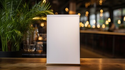 Blank Menu Card Mockup in Cozy Restaurant Atmosphere
