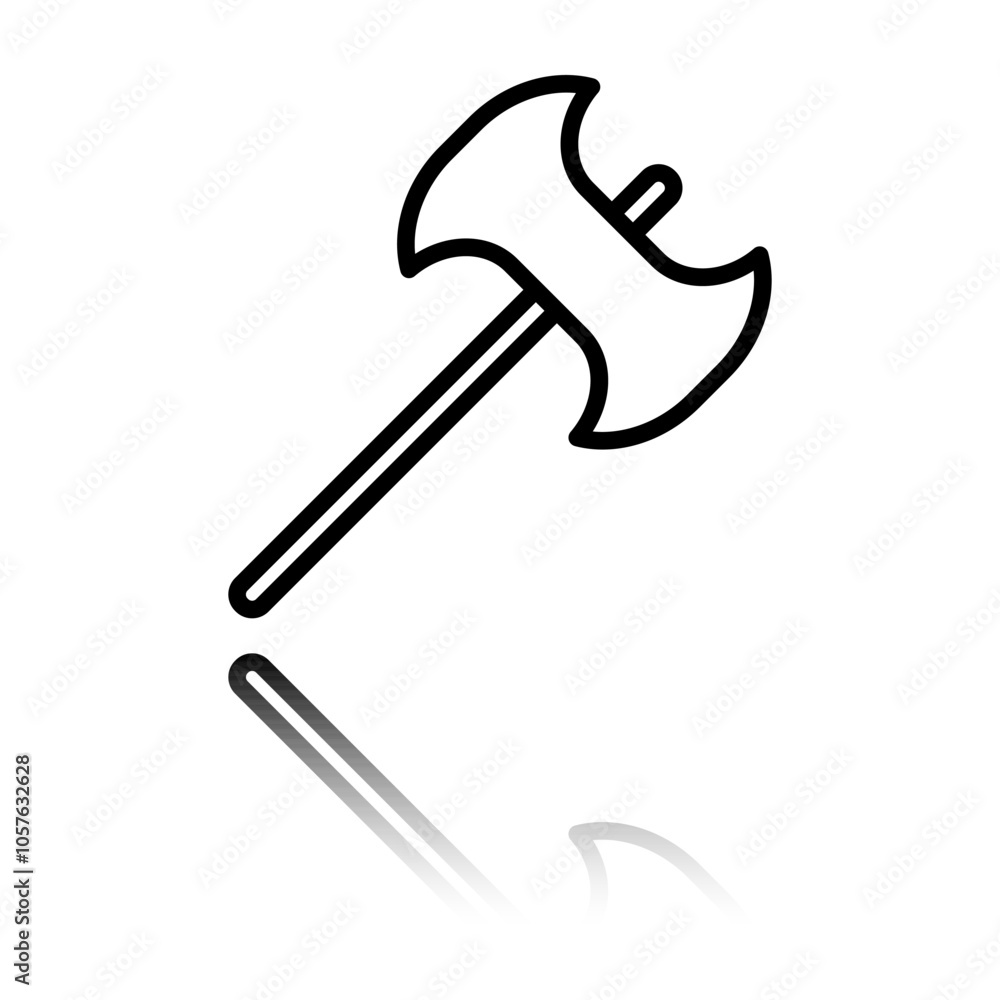 Aufkleber axe simple icon vector. flat design. black icon with mirror reflection. white background