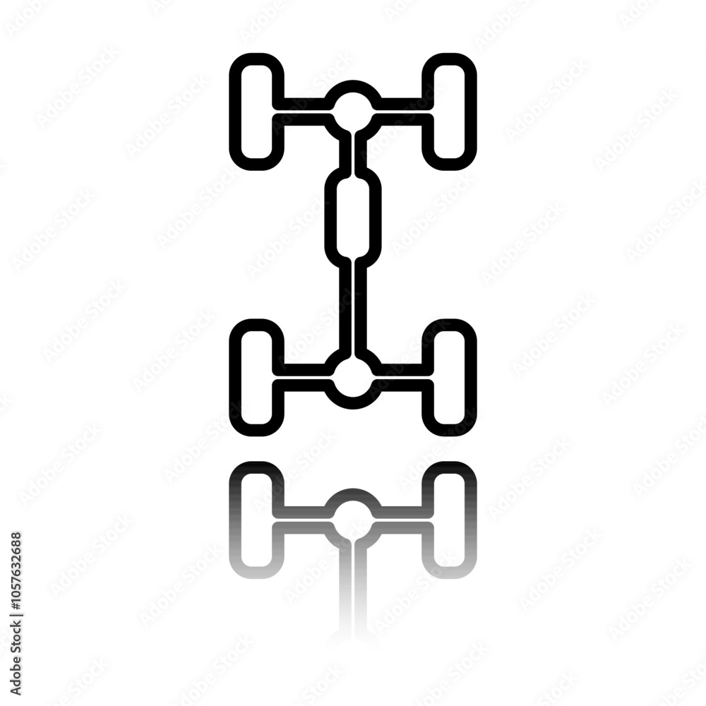 Poster auto simple icon vector. flat design. black icon with mirror reflection. white background