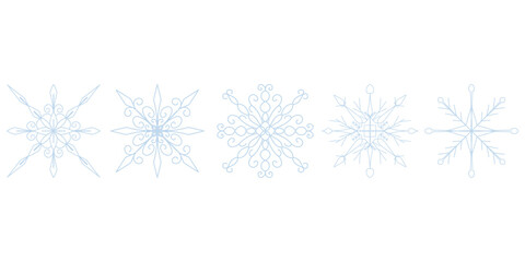 Set of blue snowflakes vector illustration