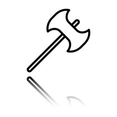 Axe simple icon vector. Flat design. Black icon with mirror reflection. White background