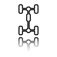 Auto simple icon vector. Flat design. Black icon with mirror reflection. White background