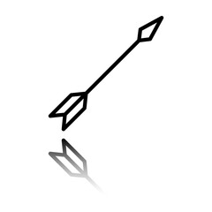 Arrow simple icon vector. Flat design. Black icon with mirror reflection. White background