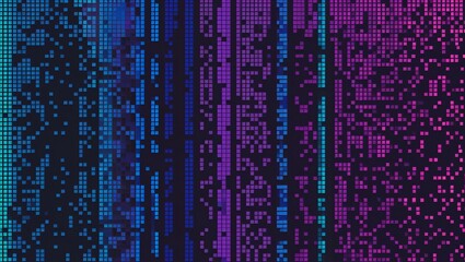 Abstract Digital Artwork with Cascading Pixel-Like Squares