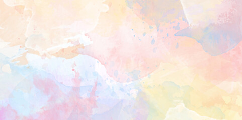 Abstract colorful hand painted background. pastel abstract watercolor background. bright ink grunge splash textures on white paper background. can be used for trendy business card or flyer template.	