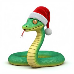Fototapeta premium Snake in Santa Hat Art