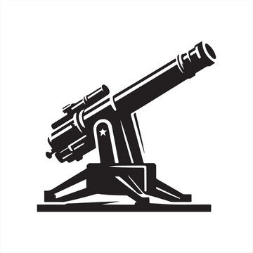 black cannon on white background clip art preview