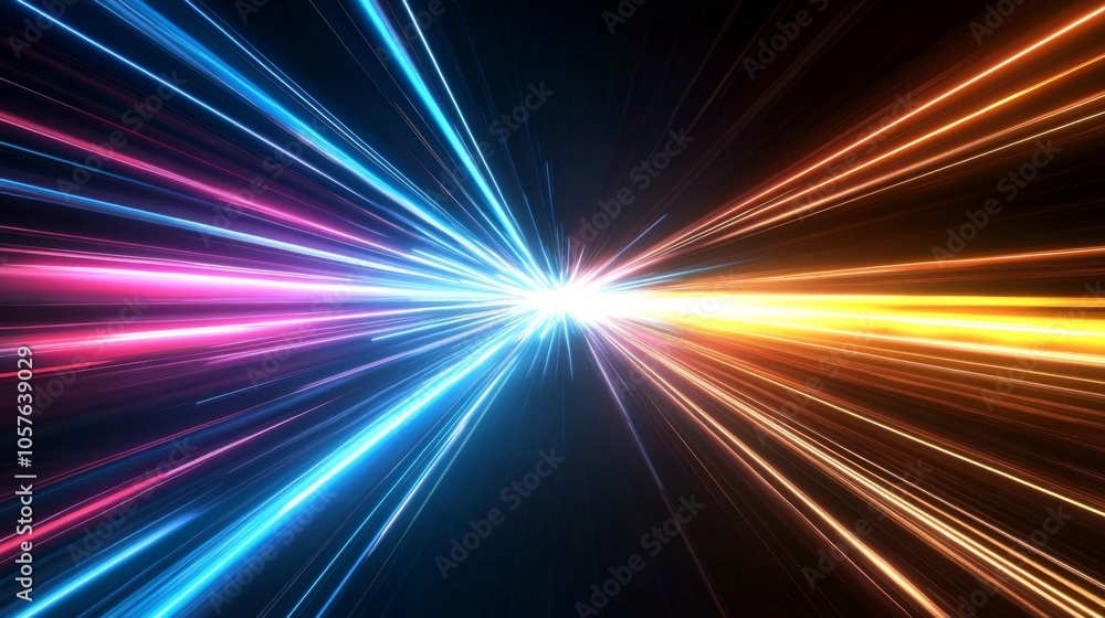 Poster data speed lines illuminated against a dark backdrop.