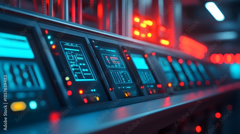Poster futuristic interface of digital processing system
