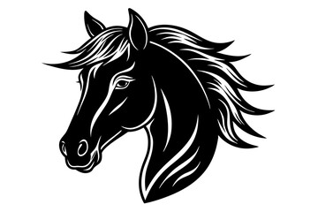 Horse Head Silhouettes Vector Illustration on White Background