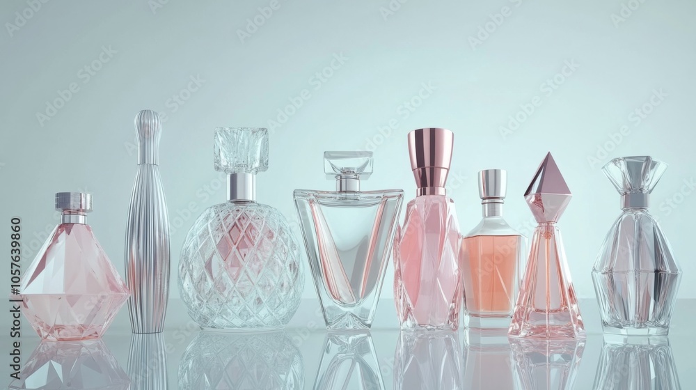Aufkleber elegant collection of perfume bottles on display