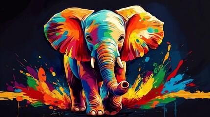 Fototapeta premium Vibrant Painting Style Depicting a Delightful Elephant