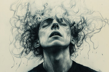 Abstract expression of human emotion with surreal smoke elements