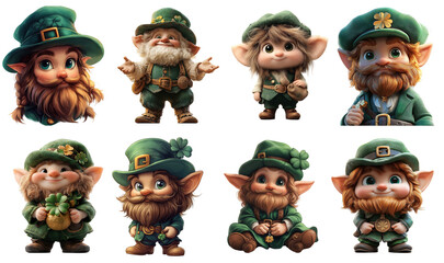Obraz premium St. Patrick's Day Cartoon Leprechaun Collection
