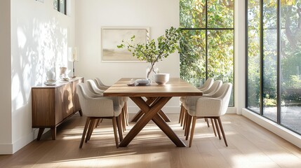 Elegant Walnut Dining Table with Tapered Legs