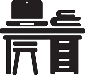 Studying Table and Desk Silhouette Illustration 