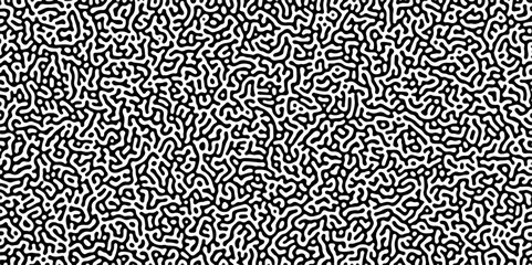 Turing reaction diffusion monochrome seamless pattern with chaotic motion .Linear design with biological shapes. Organic lines in memphis. abstract turing organic wallpaper background .	
