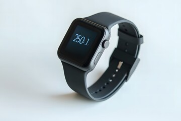 Fototapeta premium Modern smart watch with a clean digital display, isolated on a white background