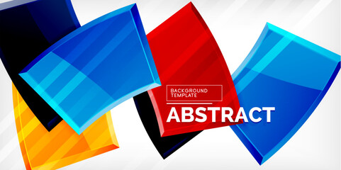 Round 3d shapes, plates background. Creative composition design template