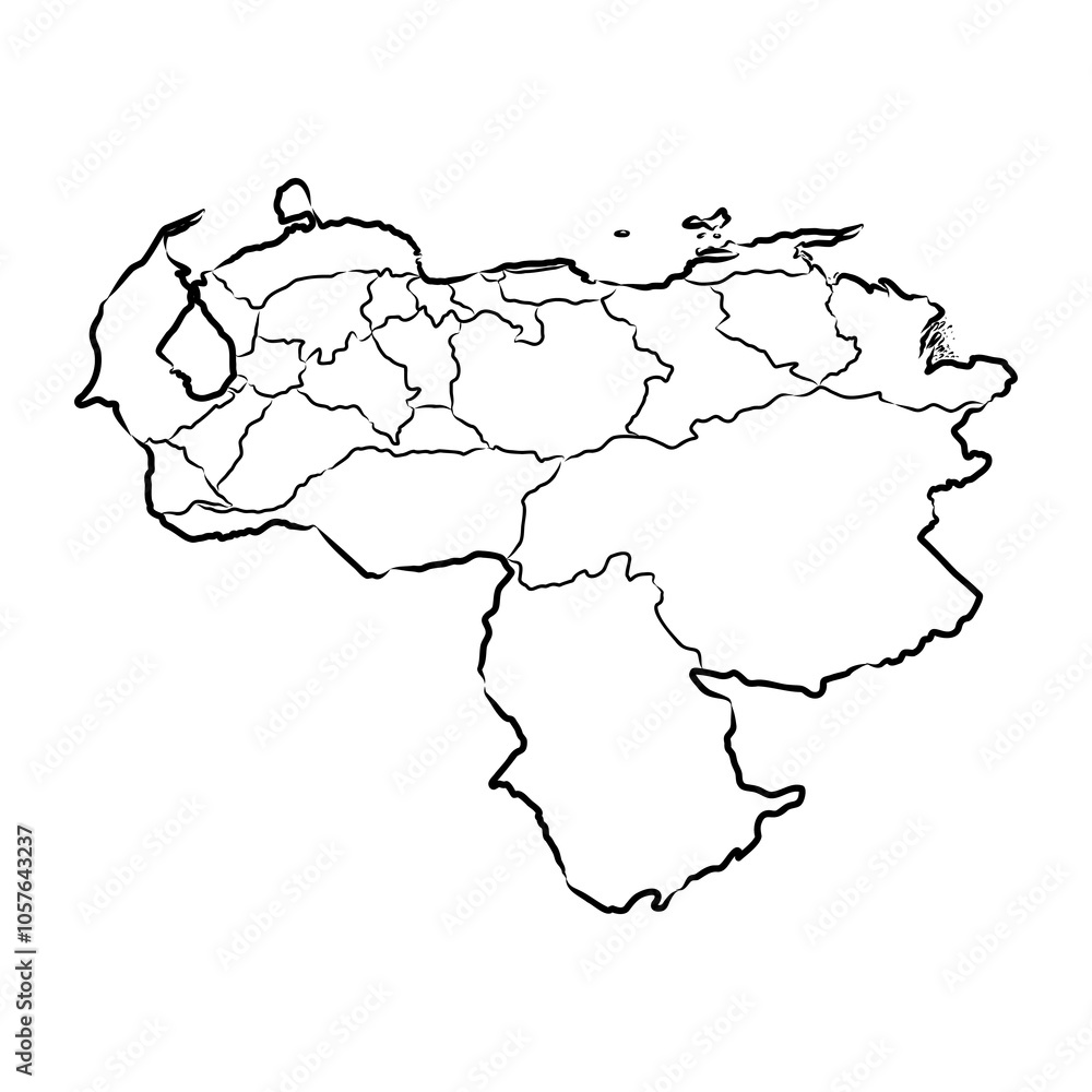 Wall mural venezuela map hand drawn sketch. vector illustration.venezuela map, vector sketch