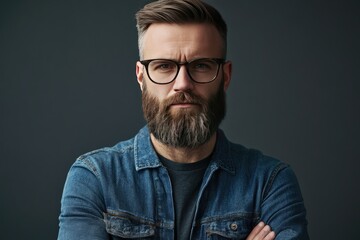 Fototapeta premium Close-up Portrait of a Man with a Beard and Glasses