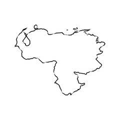 Venezuela map hand drawn sketch. Vector illustration.Venezuela map, vector sketch
