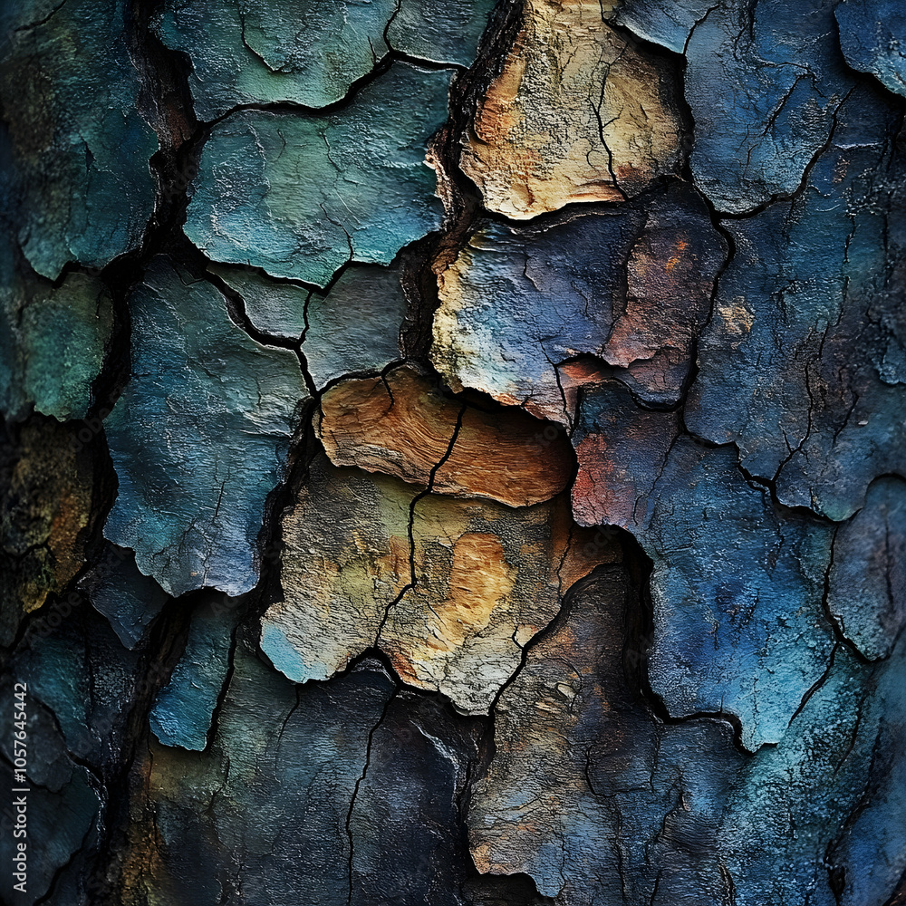 Poster close-up view of textured tree bark showcasing natural patterns and details