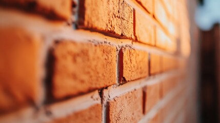 Naklejka premium Close-up of textured brick wall illuminated by sunlight