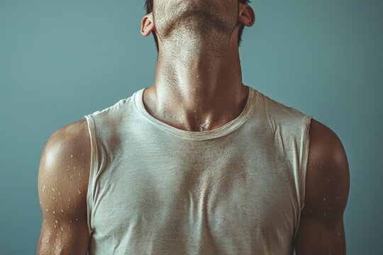 Bad smelling, deodorant asian young woman smell stink, breathing nose smelly on shirt dirty stinky laundry, disgusting from clothes after washed, smelly armpit underarm Medical health, Generative AI