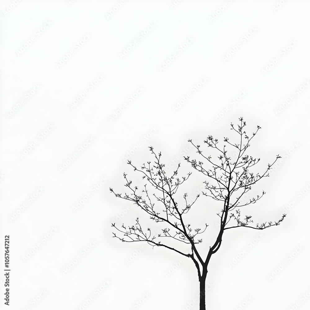 Poster silhouette of a dead tree with new leaves against a subtle overlay background