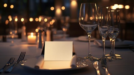 Elegant Table Setting with Place Card and Wine Glasses