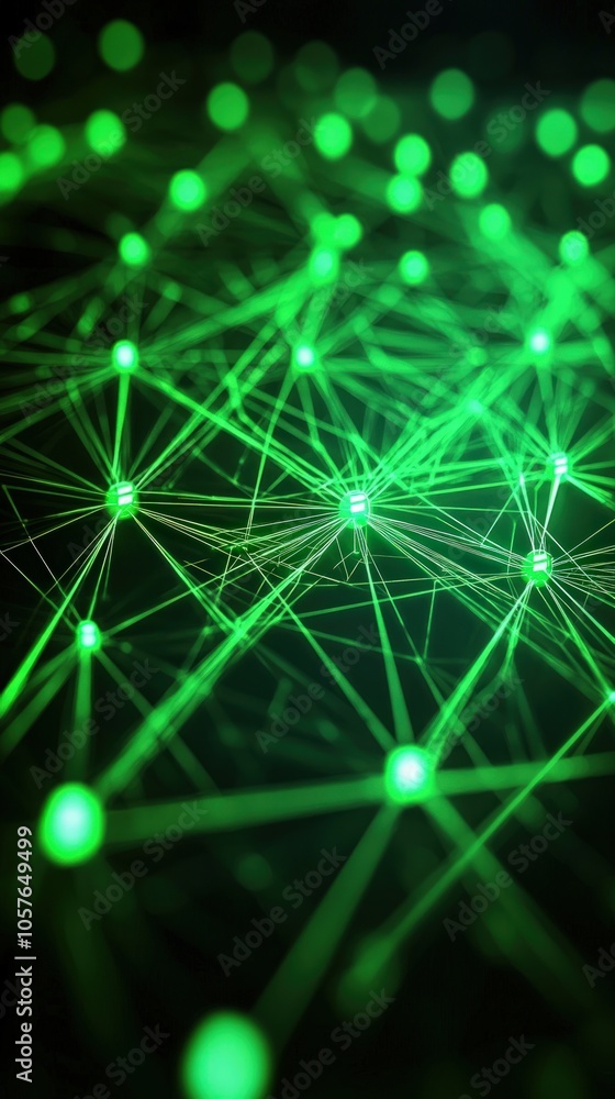 Poster exploring the intricacies of green light connections in digital networks and technology
