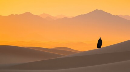 Fototapeta premium An old African woman walking in the desert d