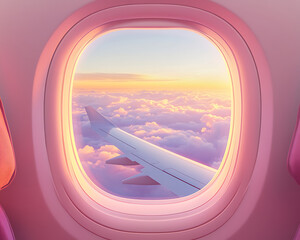 Serene View from Airplane Seat at Sunset