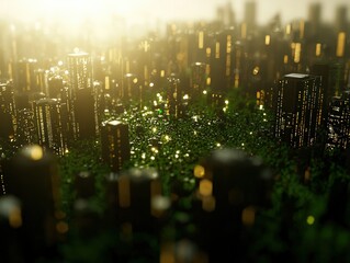 Obraz premium A Lush Urban Jungle Exploring the Harmony Between Nature and Skyscrapers