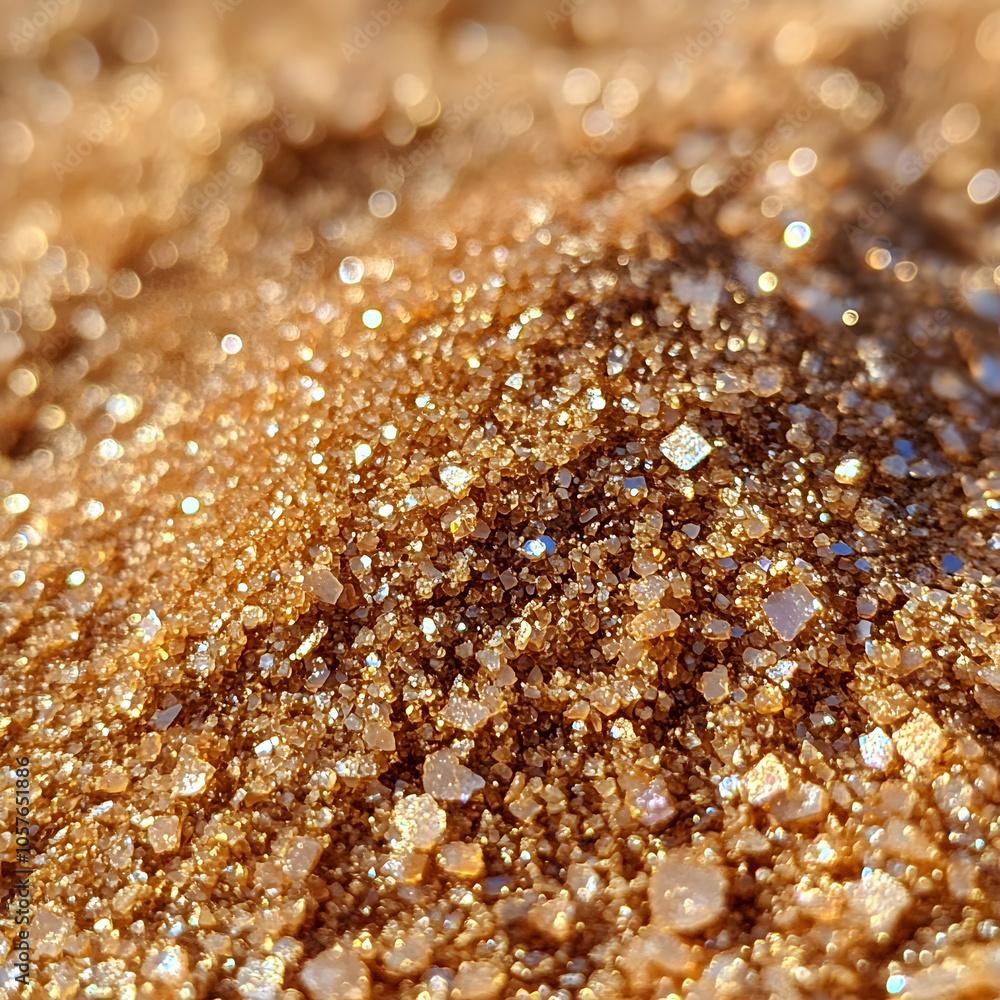 Poster close-up macro view of fine desert sand with delicate grains and textured patterns