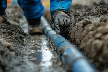 A plumber searches for a leak in a water pipe system.